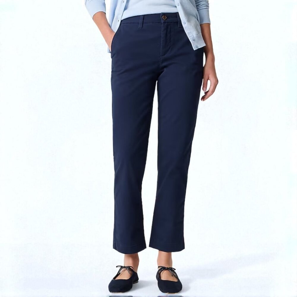 J. Crew Factory Navy Cropped Straight-Leg Pants